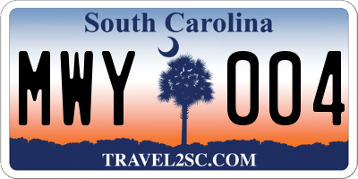 SC license plate MWY004