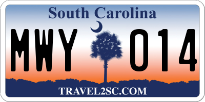 SC license plate MWY014