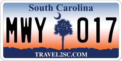 SC license plate MWY017