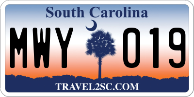 SC license plate MWY019