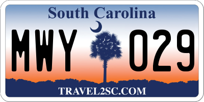 SC license plate MWY029