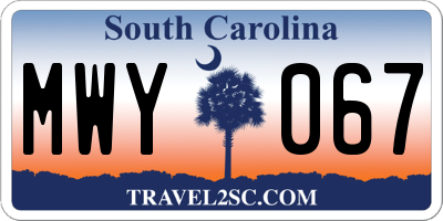 SC license plate MWY067