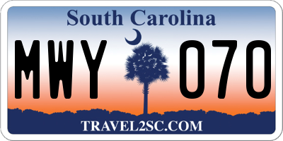 SC license plate MWY070