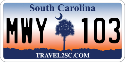 SC license plate MWY103