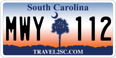 SC license plate MWY112