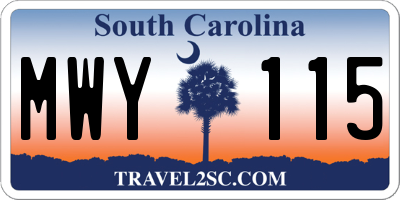 SC license plate MWY115