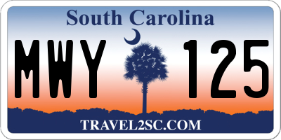 SC license plate MWY125