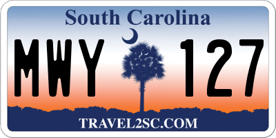 SC license plate MWY127