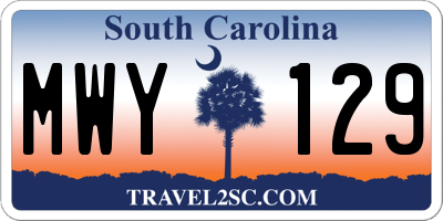 SC license plate MWY129