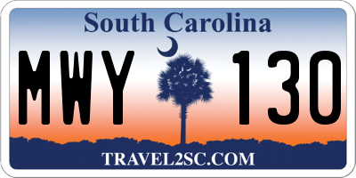 SC license plate MWY130