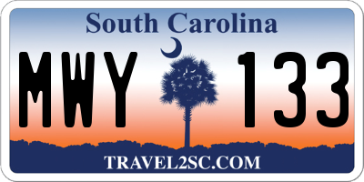 SC license plate MWY133
