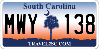 SC license plate MWY138