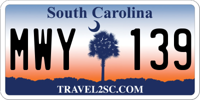 SC license plate MWY139