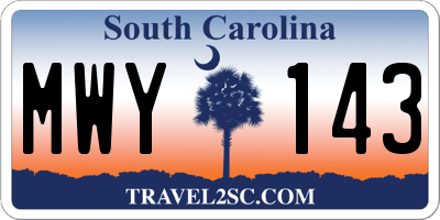 SC license plate MWY143