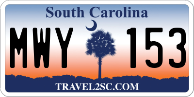 SC license plate MWY153