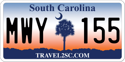 SC license plate MWY155