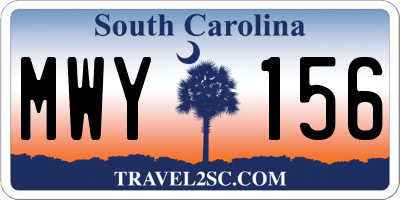 SC license plate MWY156