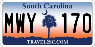 SC license plate MWY170