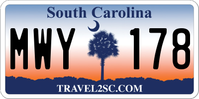 SC license plate MWY178