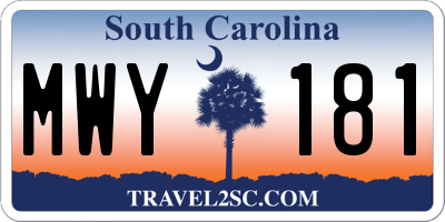 SC license plate MWY181