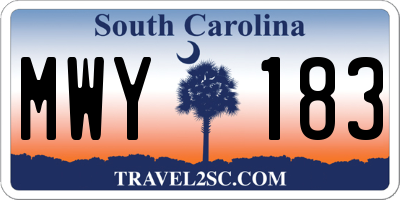 SC license plate MWY183