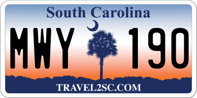 SC license plate MWY190