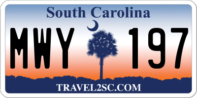 SC license plate MWY197