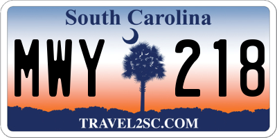 SC license plate MWY218
