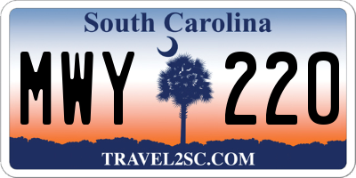 SC license plate MWY220