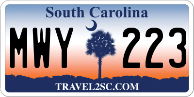 SC license plate MWY223