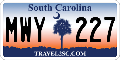 SC license plate MWY227
