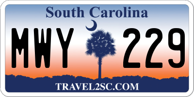SC license plate MWY229