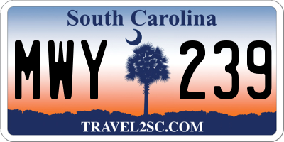 SC license plate MWY239