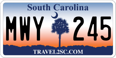 SC license plate MWY245