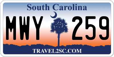 SC license plate MWY259