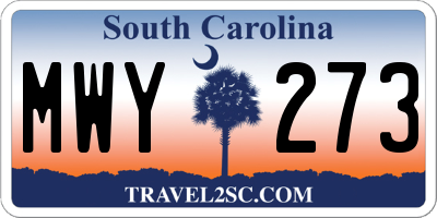 SC license plate MWY273
