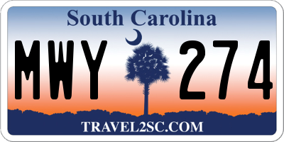 SC license plate MWY274