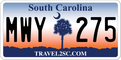 SC license plate MWY275
