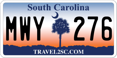SC license plate MWY276