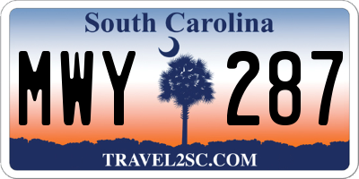 SC license plate MWY287