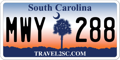 SC license plate MWY288