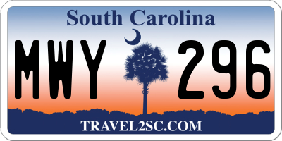 SC license plate MWY296