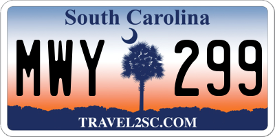 SC license plate MWY299