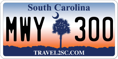 SC license plate MWY300
