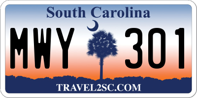 SC license plate MWY301