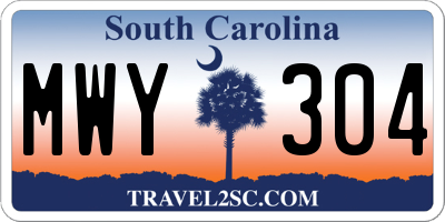 SC license plate MWY304