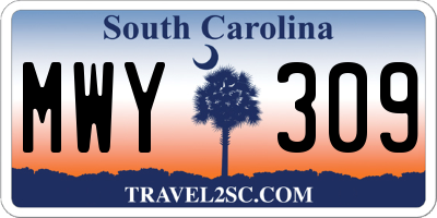 SC license plate MWY309
