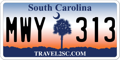 SC license plate MWY313