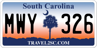 SC license plate MWY326