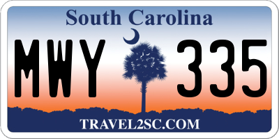 SC license plate MWY335